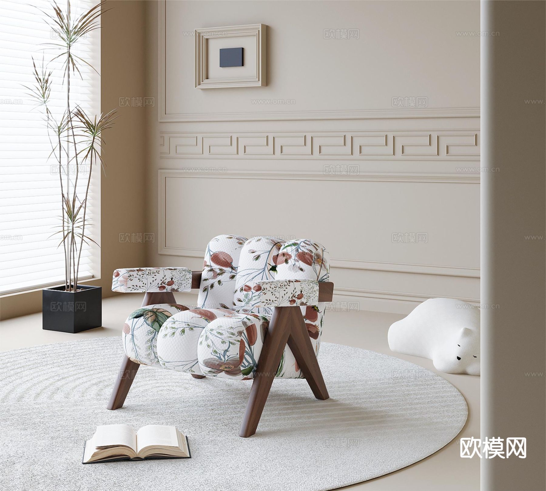 法式椅子 休闲椅3d模型下载