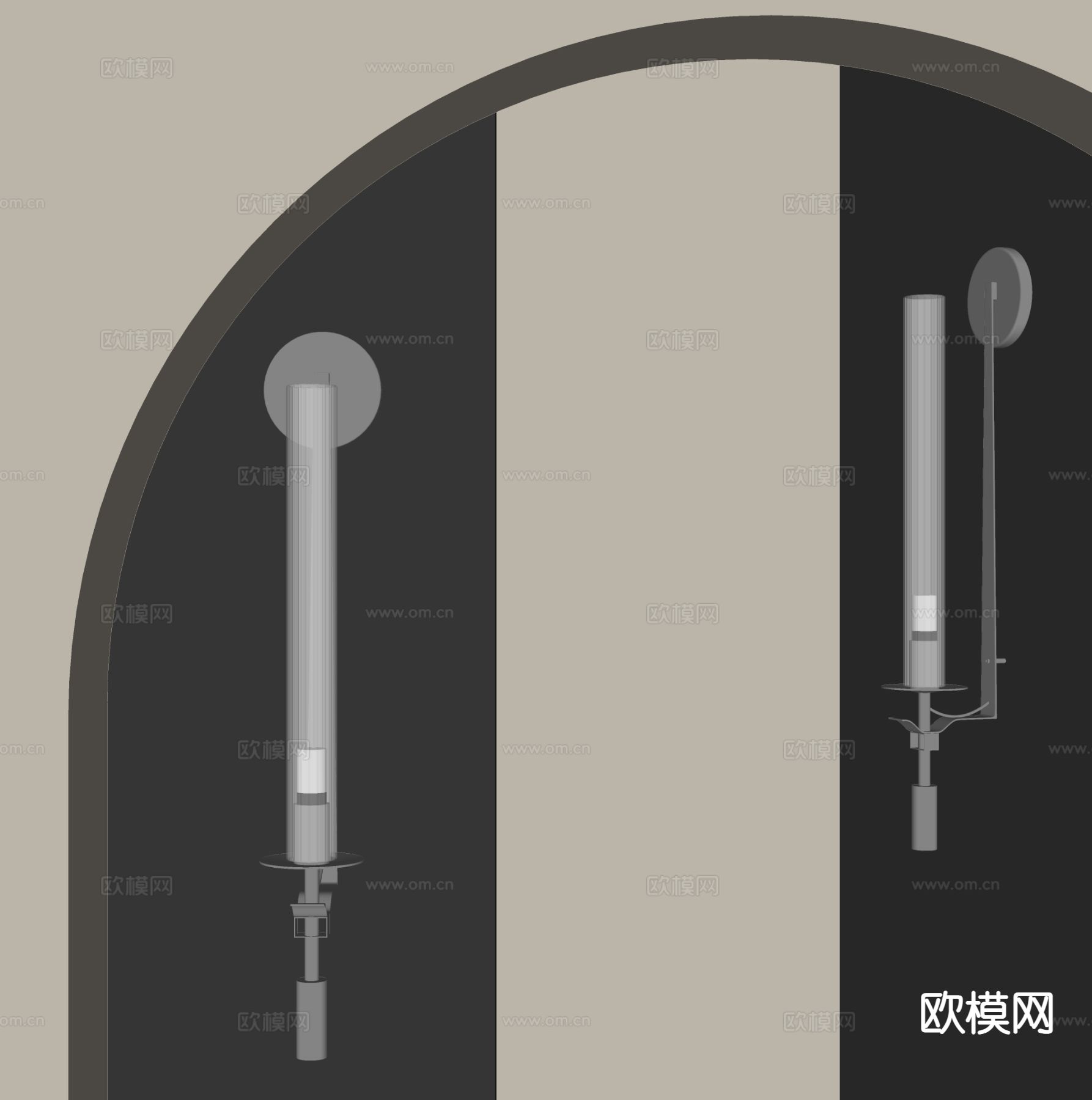 现代金属壁灯su模型下载（渲染图1）