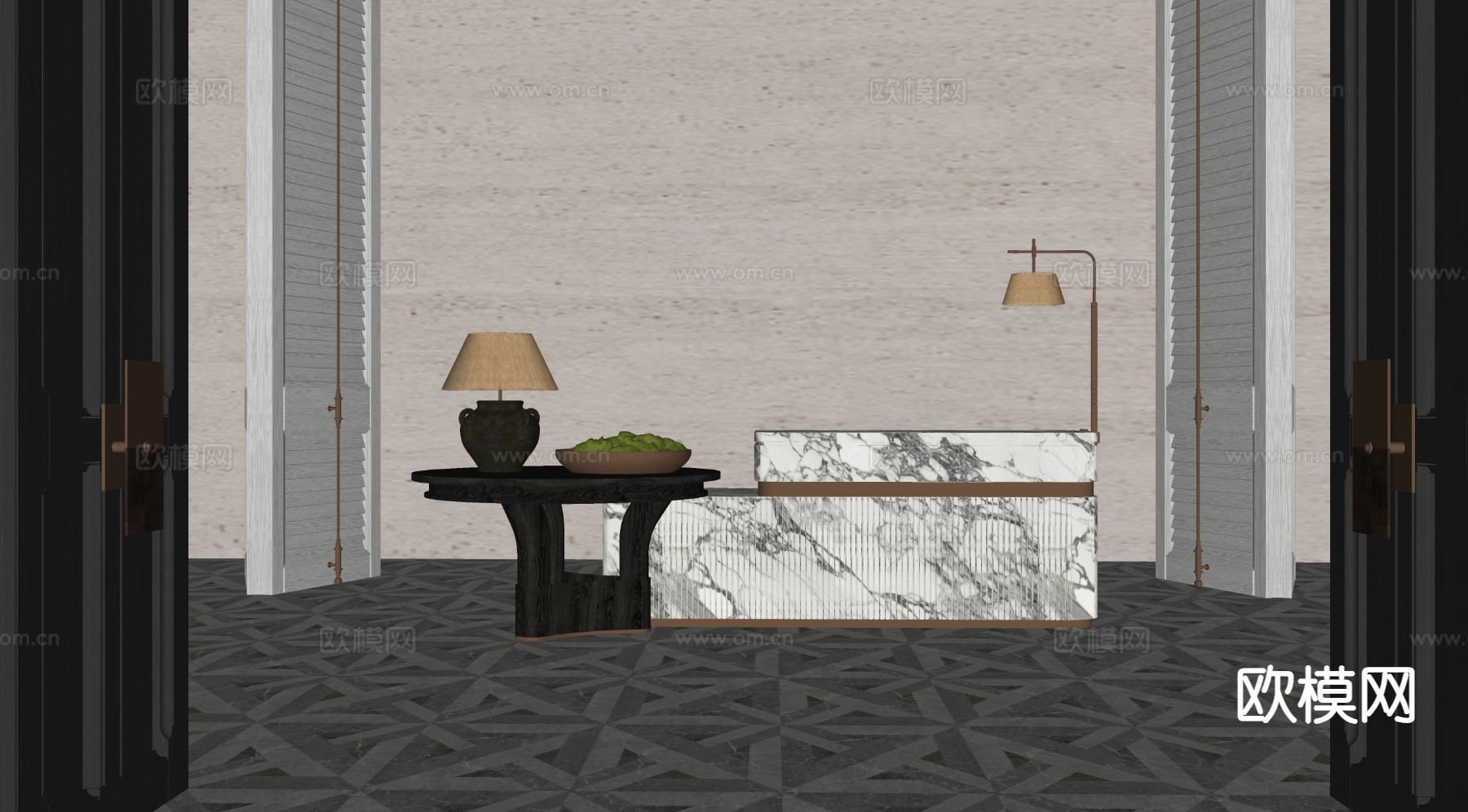 接待台 前台 水吧台su模型下载（渲染图1）