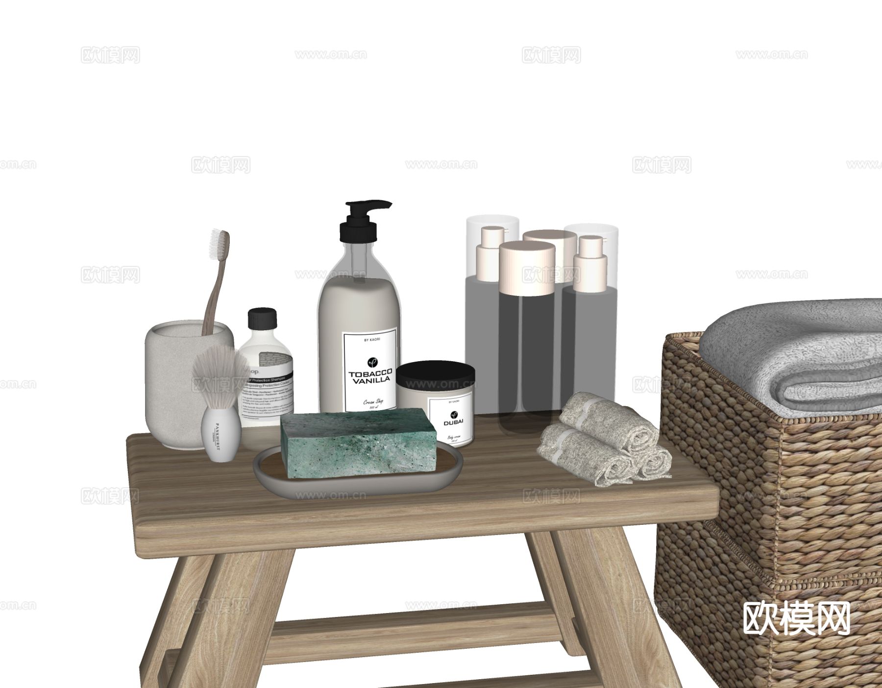 洗漱用品 牙膏 洗发水 沐浴露su模型下载（渲染图1）