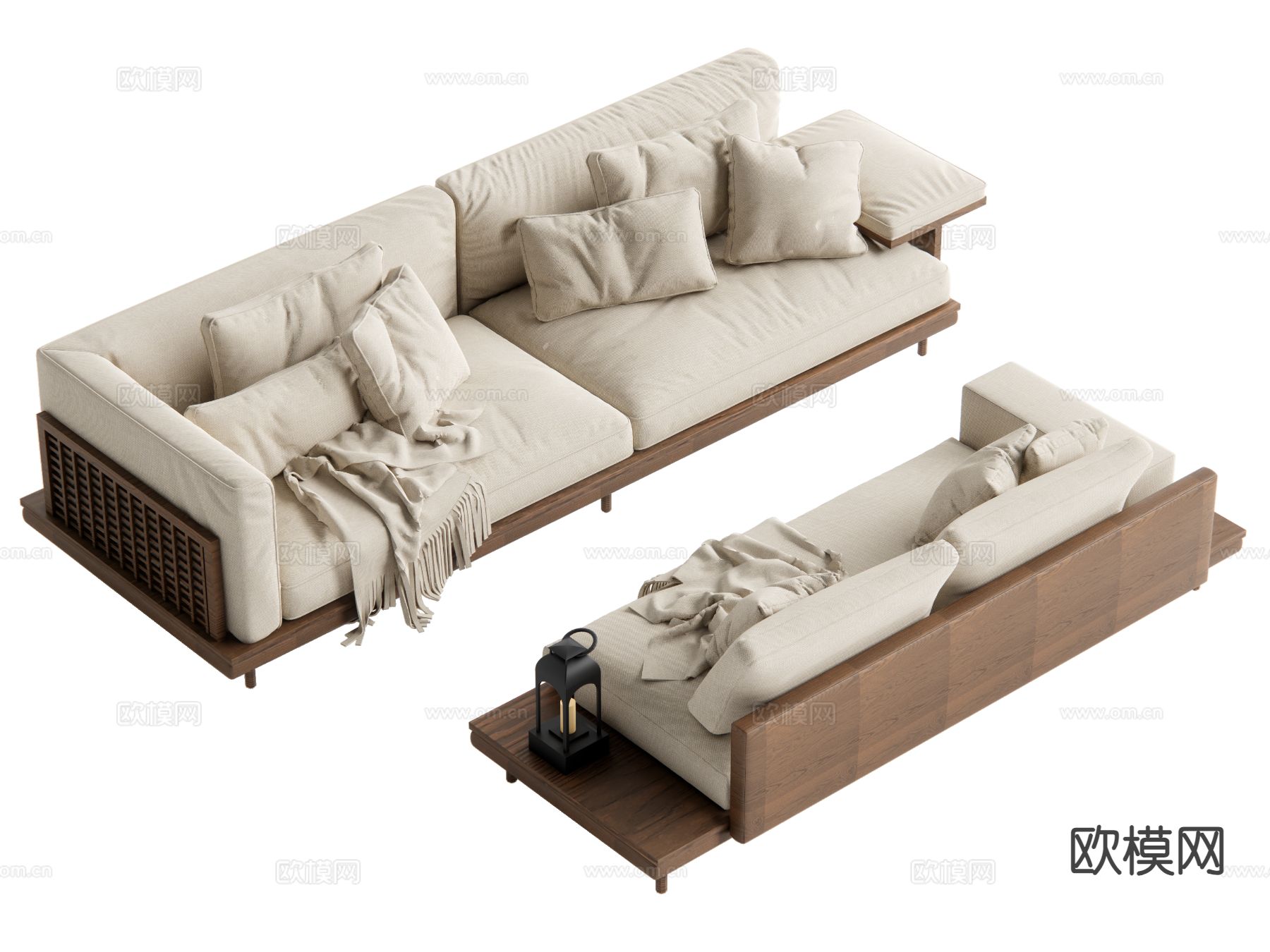 侘寂多人沙发su模型下载（渲染图2）