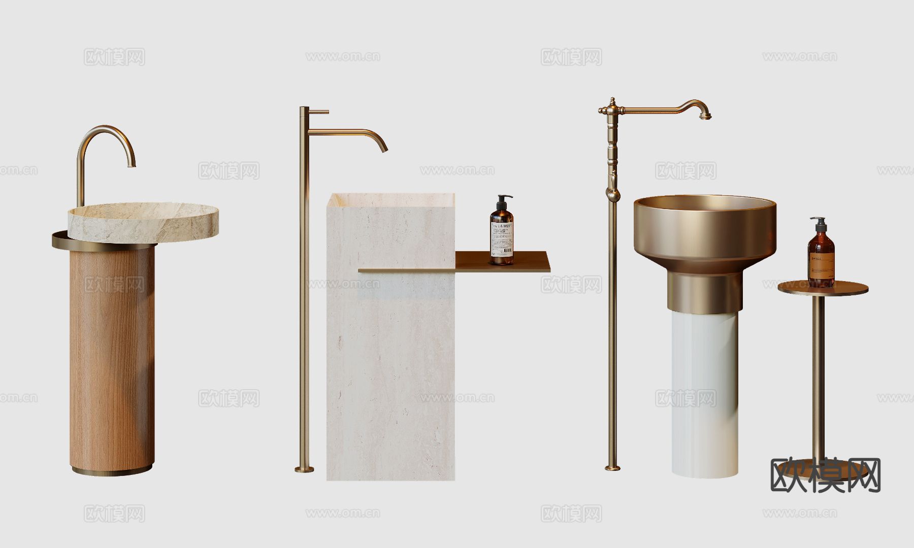 现代洗手台 台盆su模型下载（渲染图2）