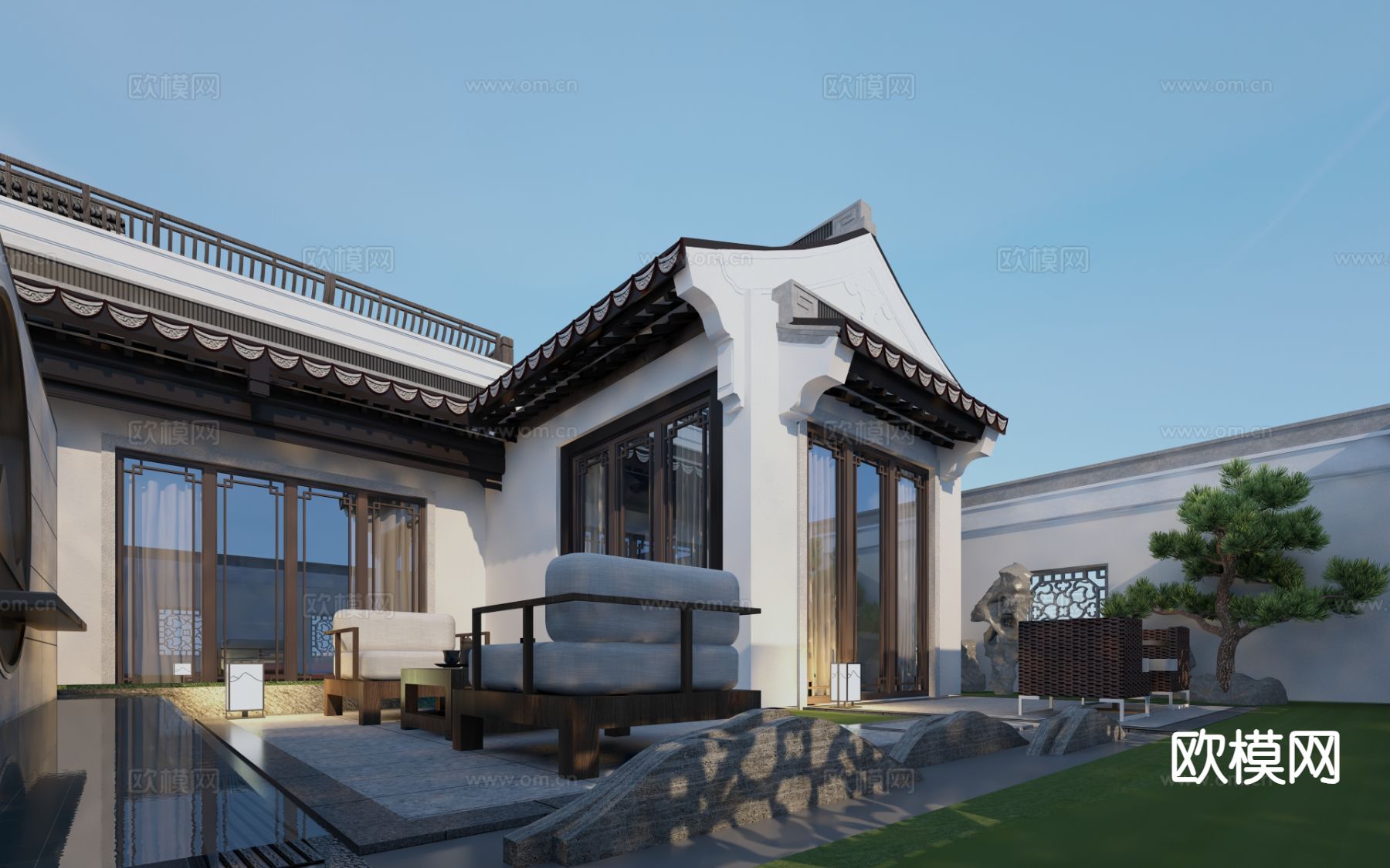 新中式四合院 古建3d模型下载