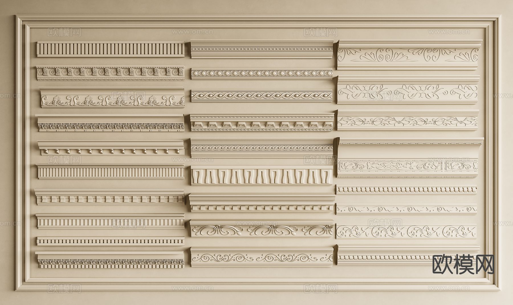 法式线条 石膏线 虎头线条3d模型下载