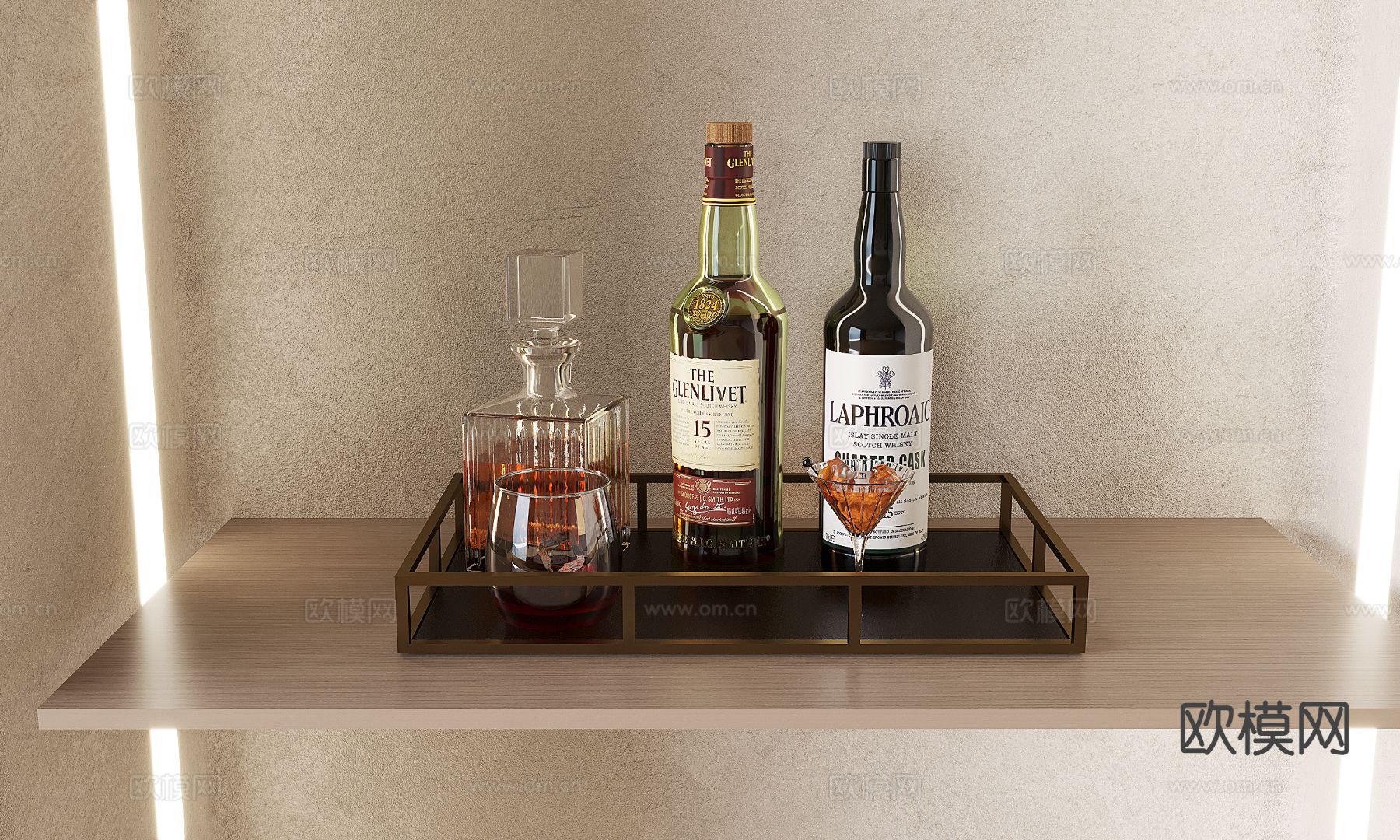 酒水 洋酒 酒瓶 酒具 醒酒器su模型下载（渲染图2）