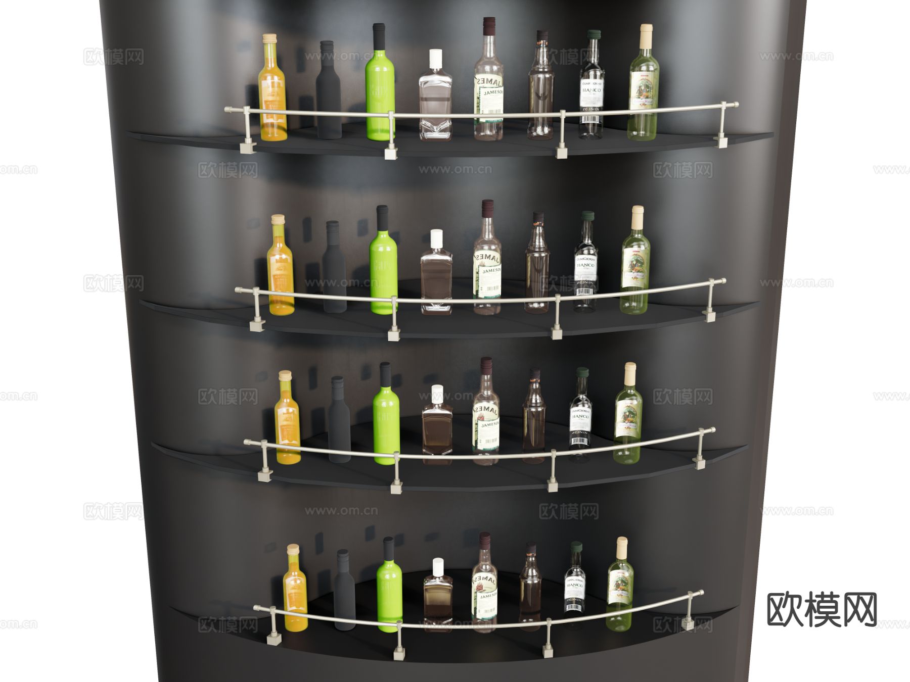 酒瓶酒柜 洋酒su模型下载（渲染图2）