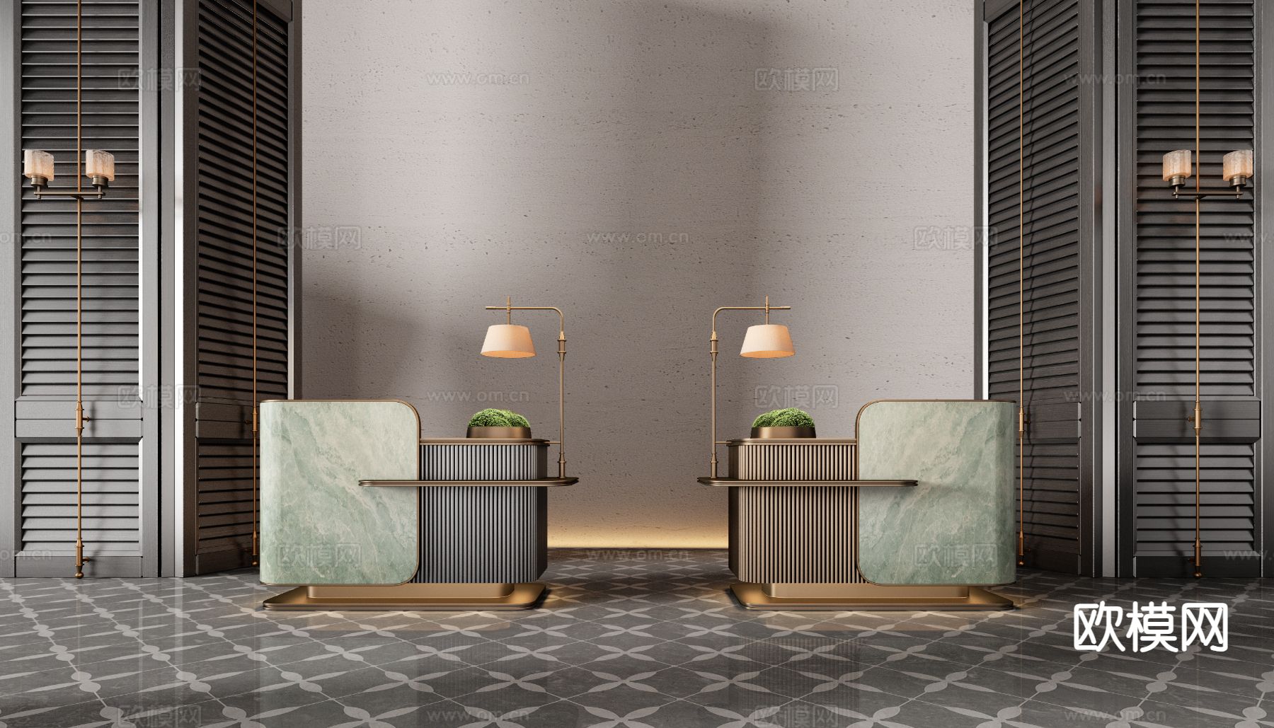 售楼处大堂 接待台 前台su模型