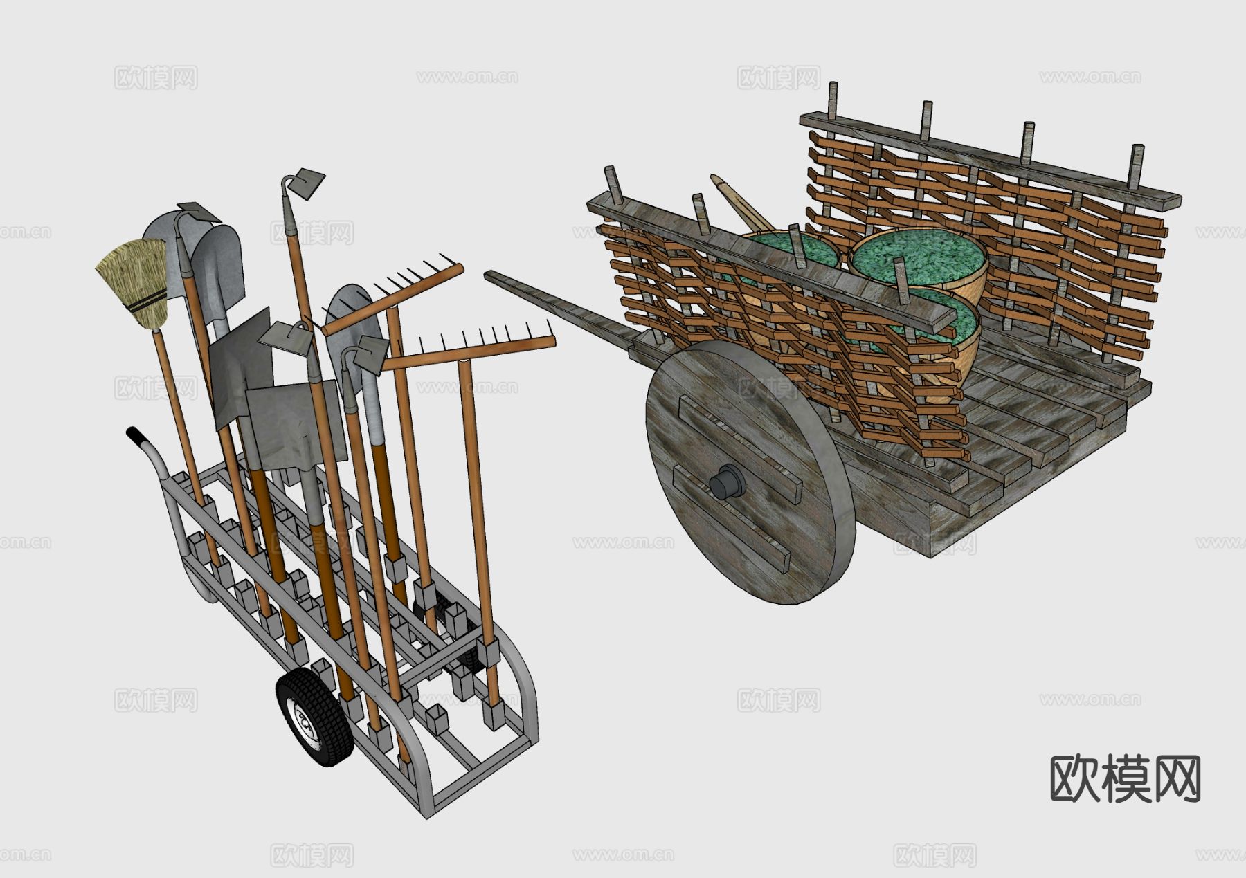 农用工具 农耕设备su模型
