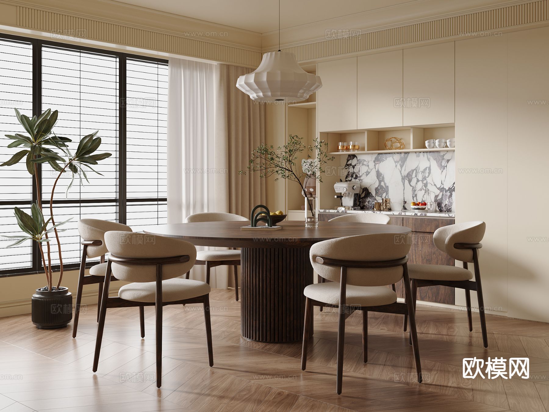 侘寂餐厅su模型