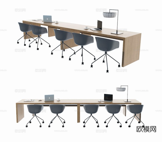 现代办公桌椅3d模型下载