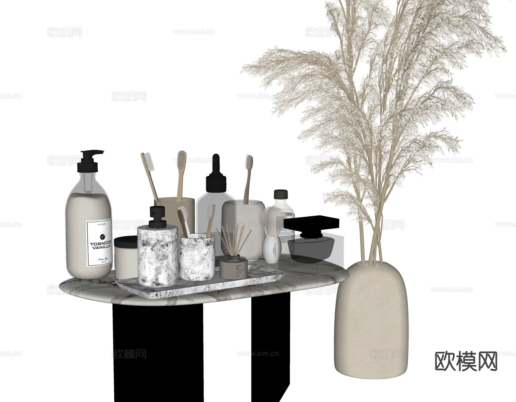 洗漱用品 洗发水 香薰 沐浴露su模型下载（渲染图1）
