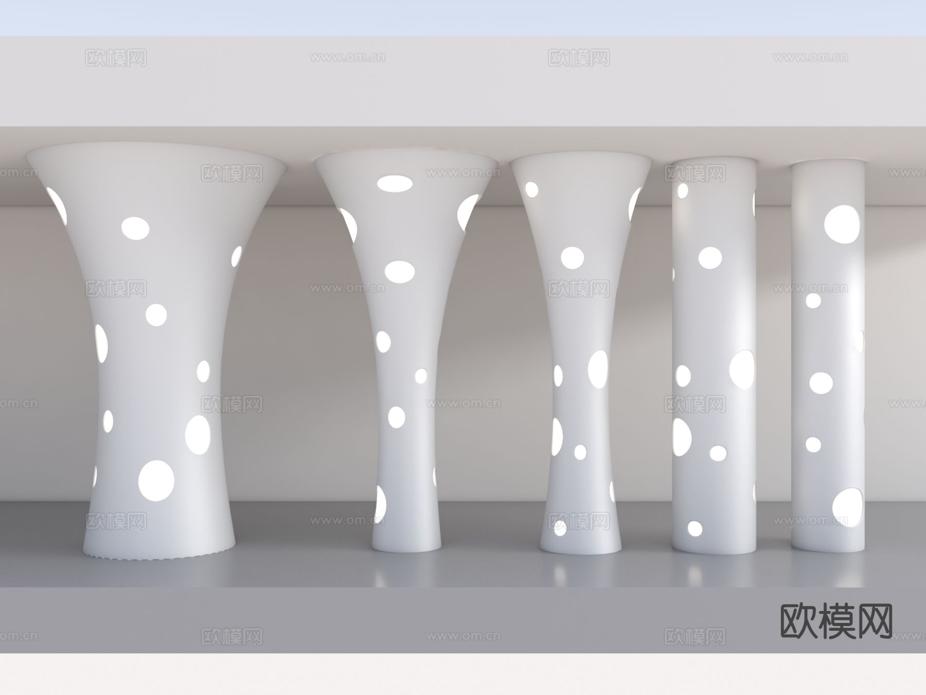 现代异形柱子 镂空柱子 柱子su模型下载（渲染图2）