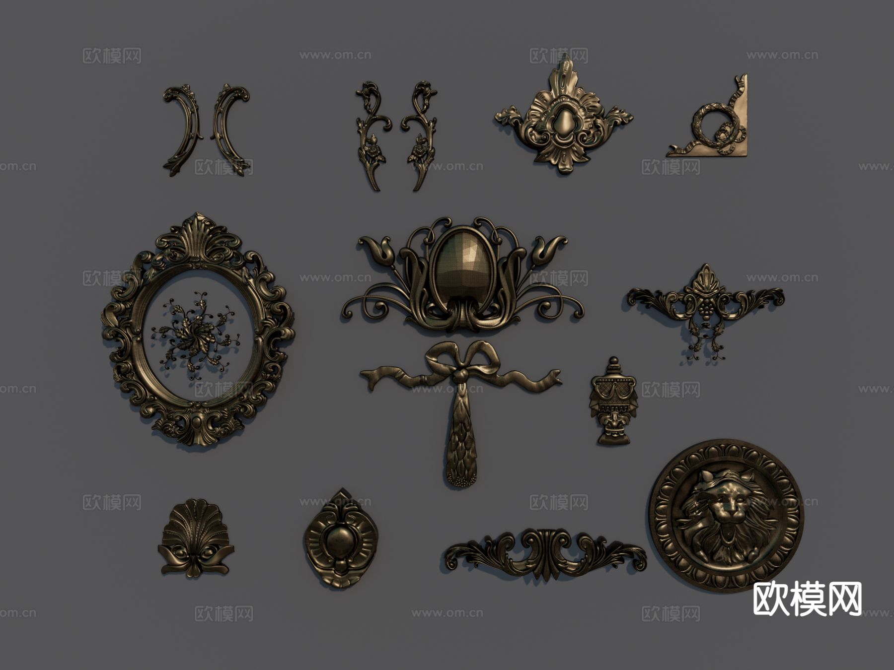 欧式石膏线 檐口 雕花 浮雕su模型下载（渲染图2）