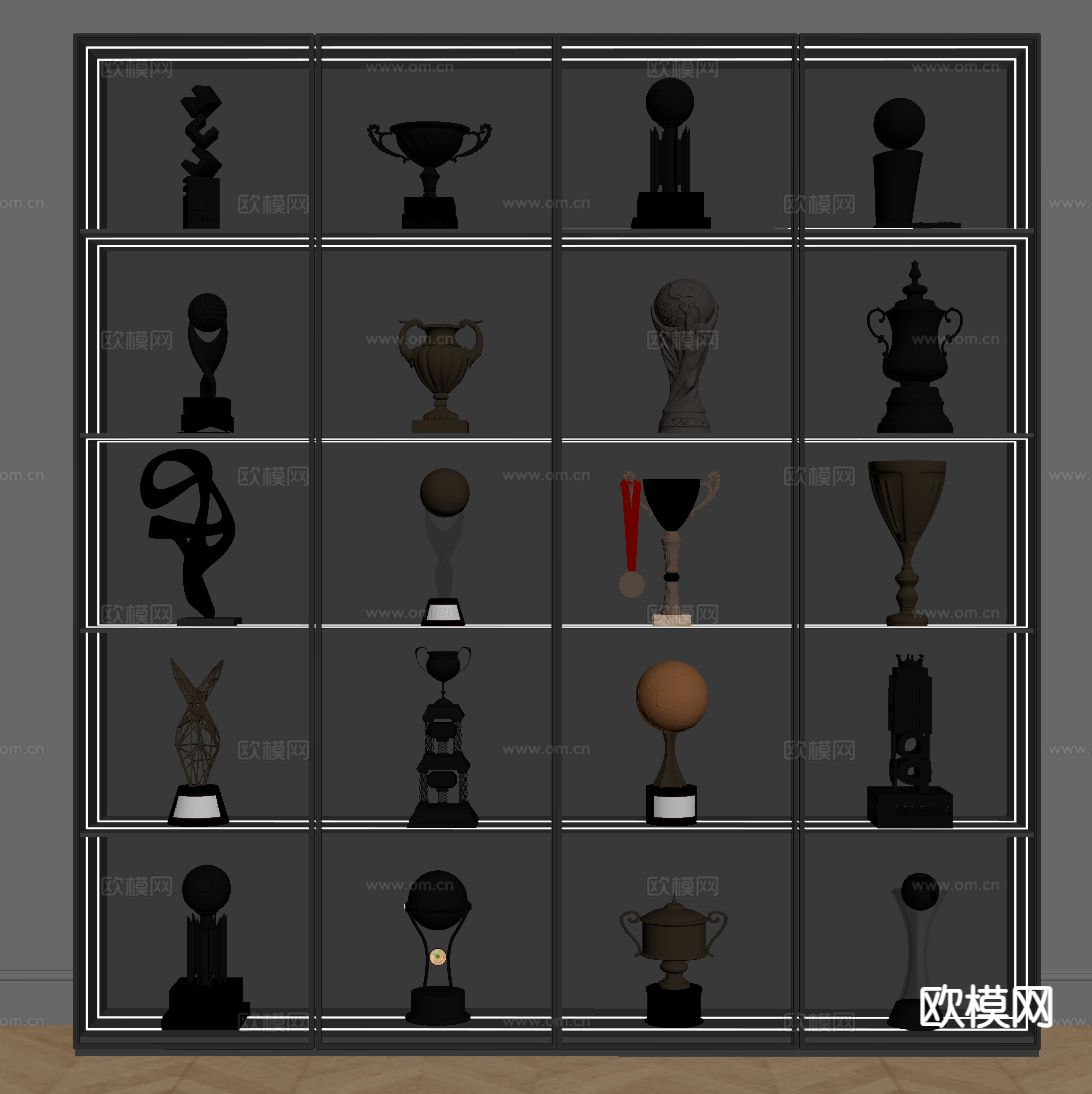 奖杯 大力杯 奖章 奖牌su模型下载（渲染图1）