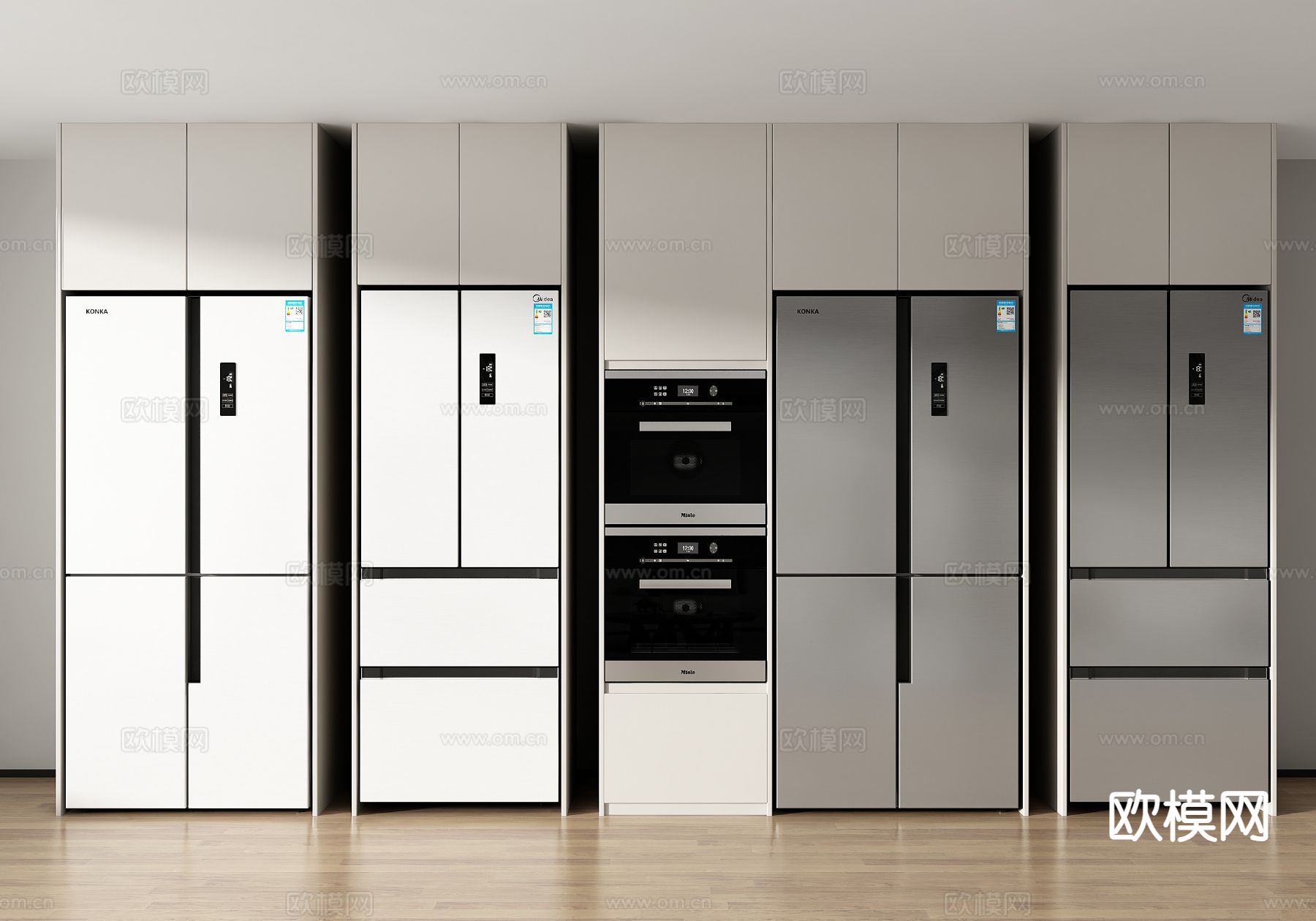 双开门冰箱 智能冰箱 蒸烤箱su模型下载（渲染图2）