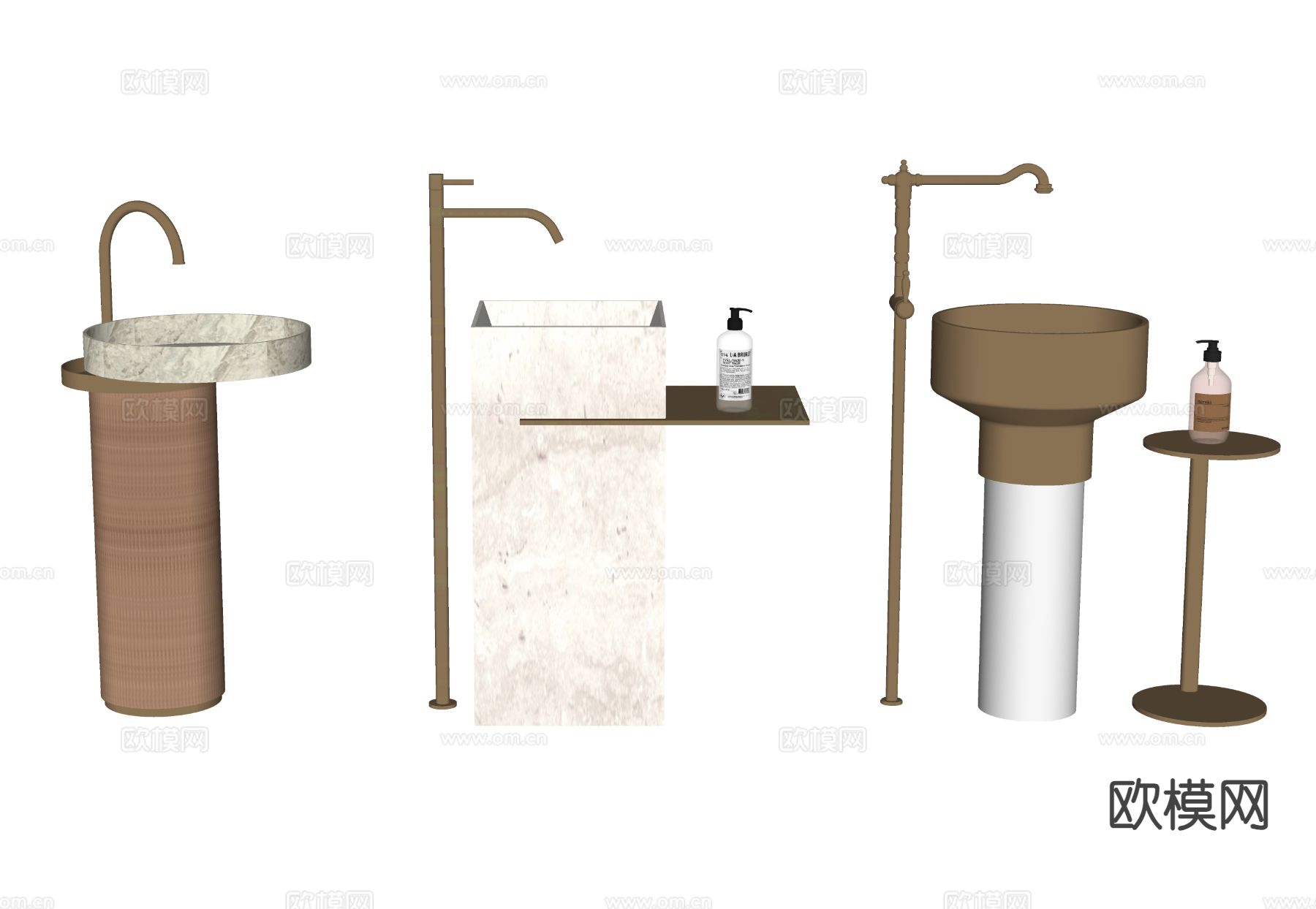 现代洗手台 台盆su模型下载（渲染图1）