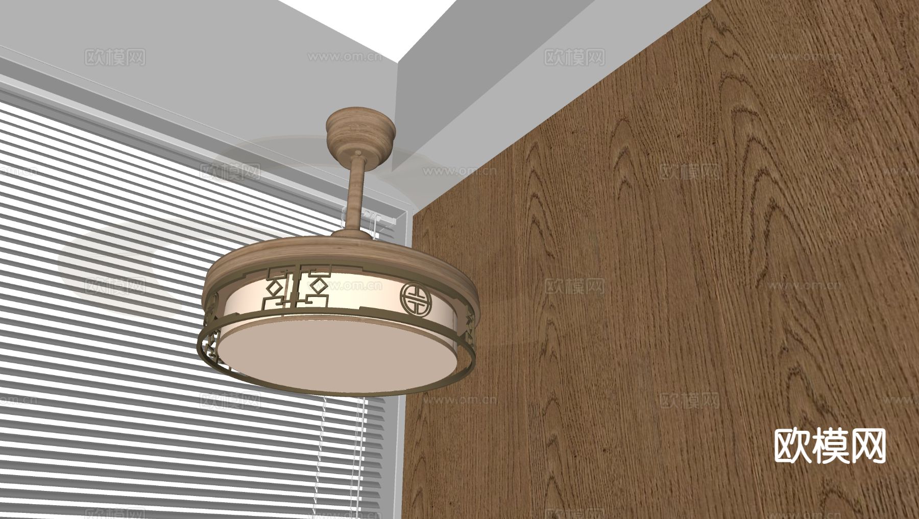 新中式风扇灯 吊扇灯su模型下载（渲染图1）