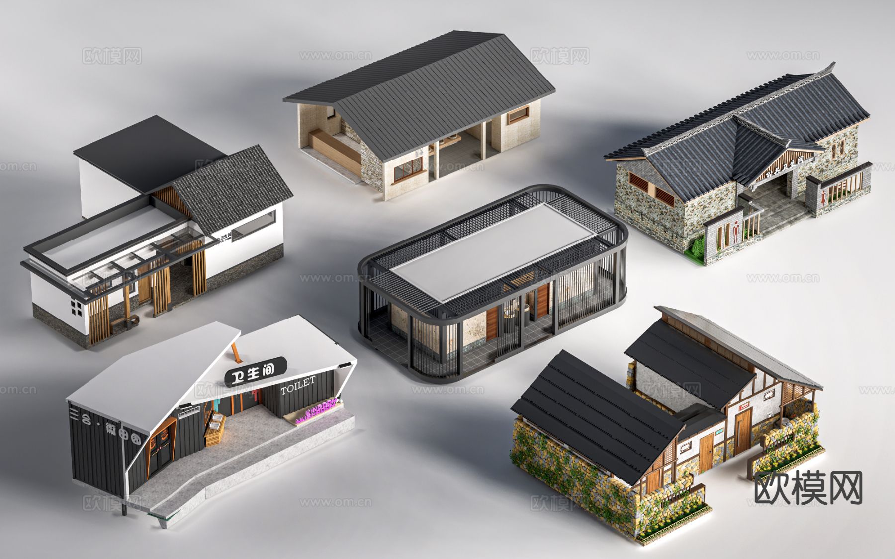 公共厕所 旅游厕所 乡村公厕su模型下载（渲染图2）