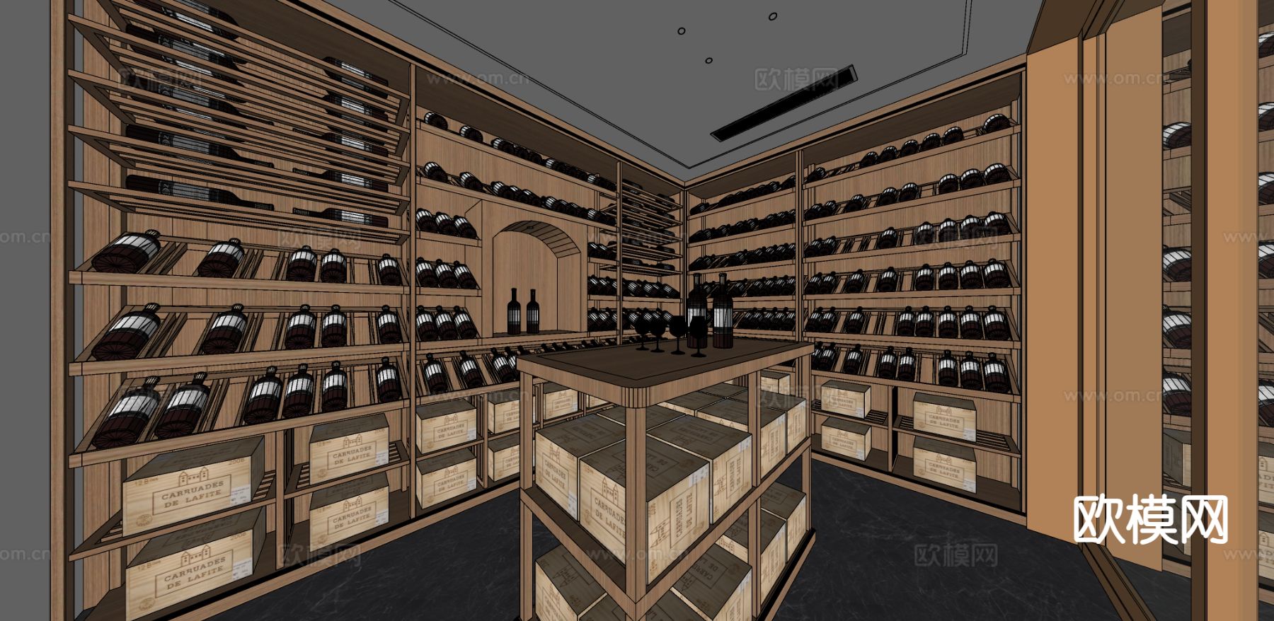 红酒窖 冷藏室 恒温室su模型下载（渲染图1）