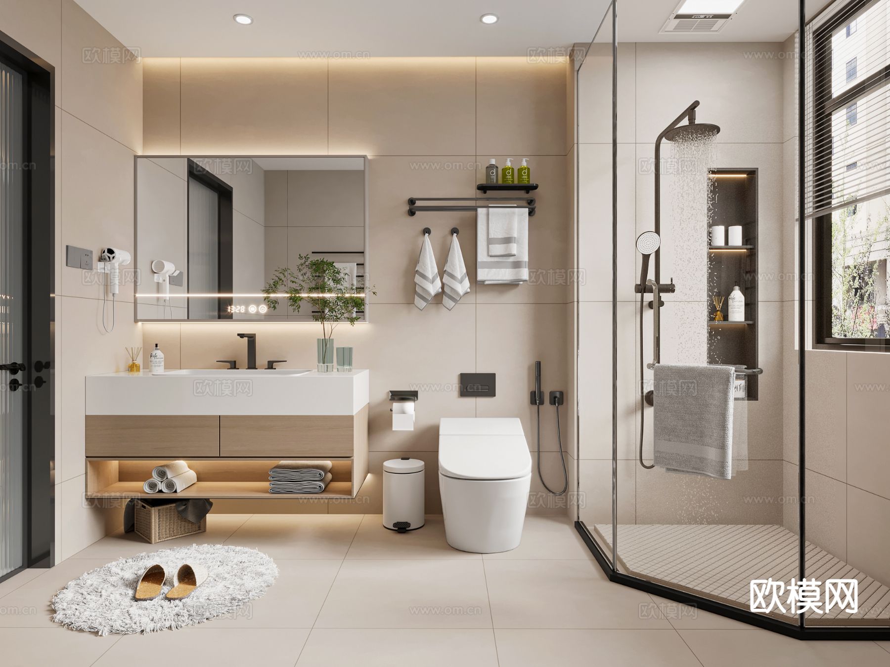 现代卫生间 浴室3d模型下载