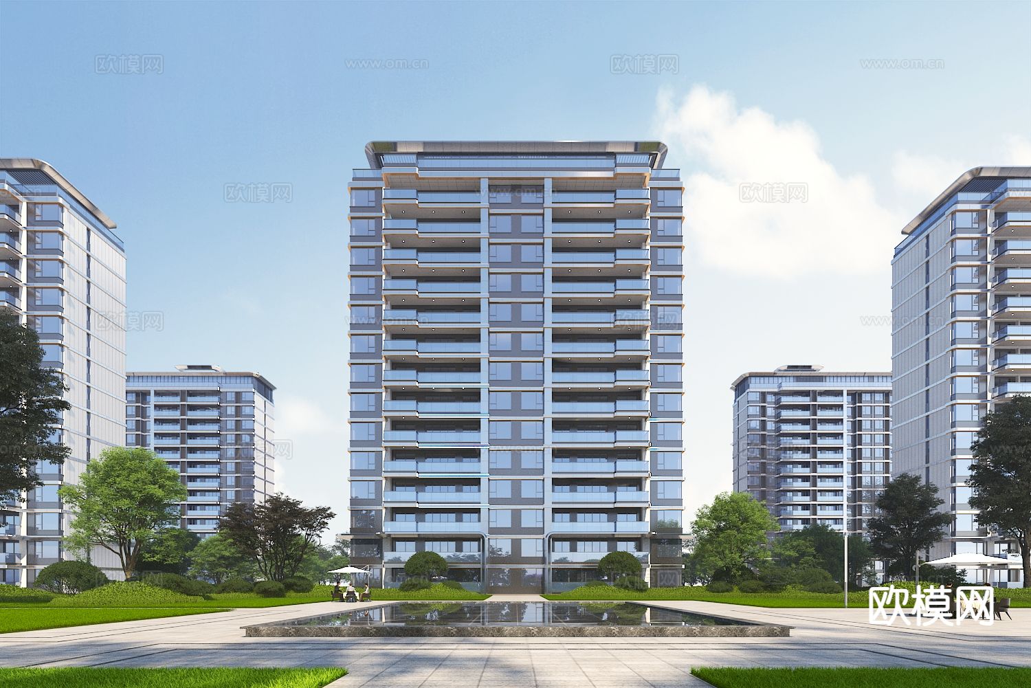 住宅楼外观3d模型下载