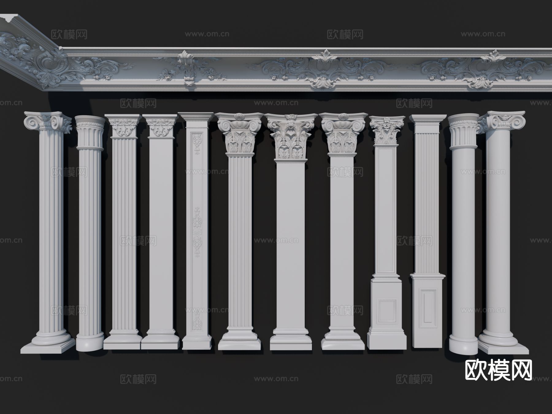 欧式柱子 立柱 罗马柱 石膏柱3d模型下载