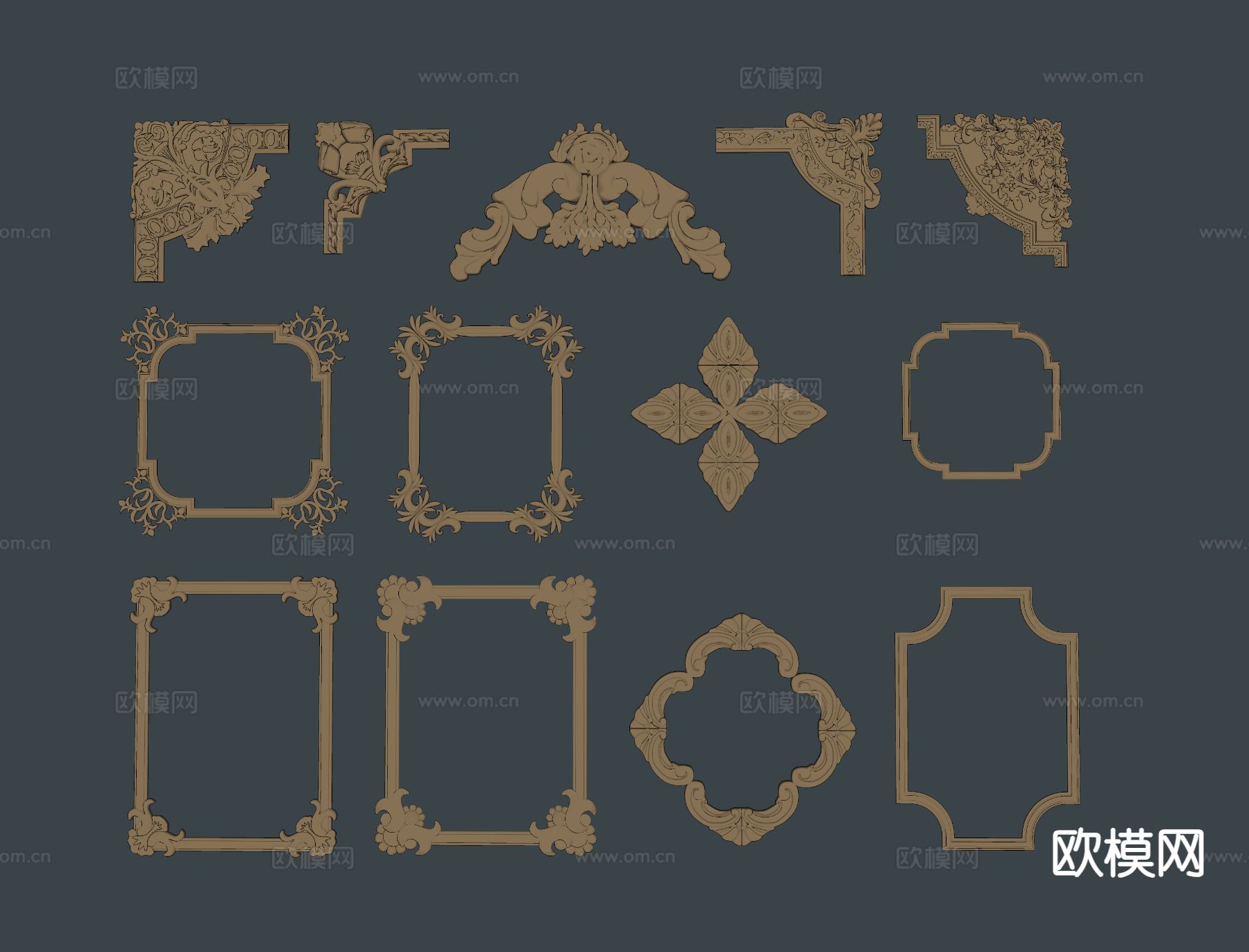 欧式构件 雕花 浮雕su模型下载（渲染图1）