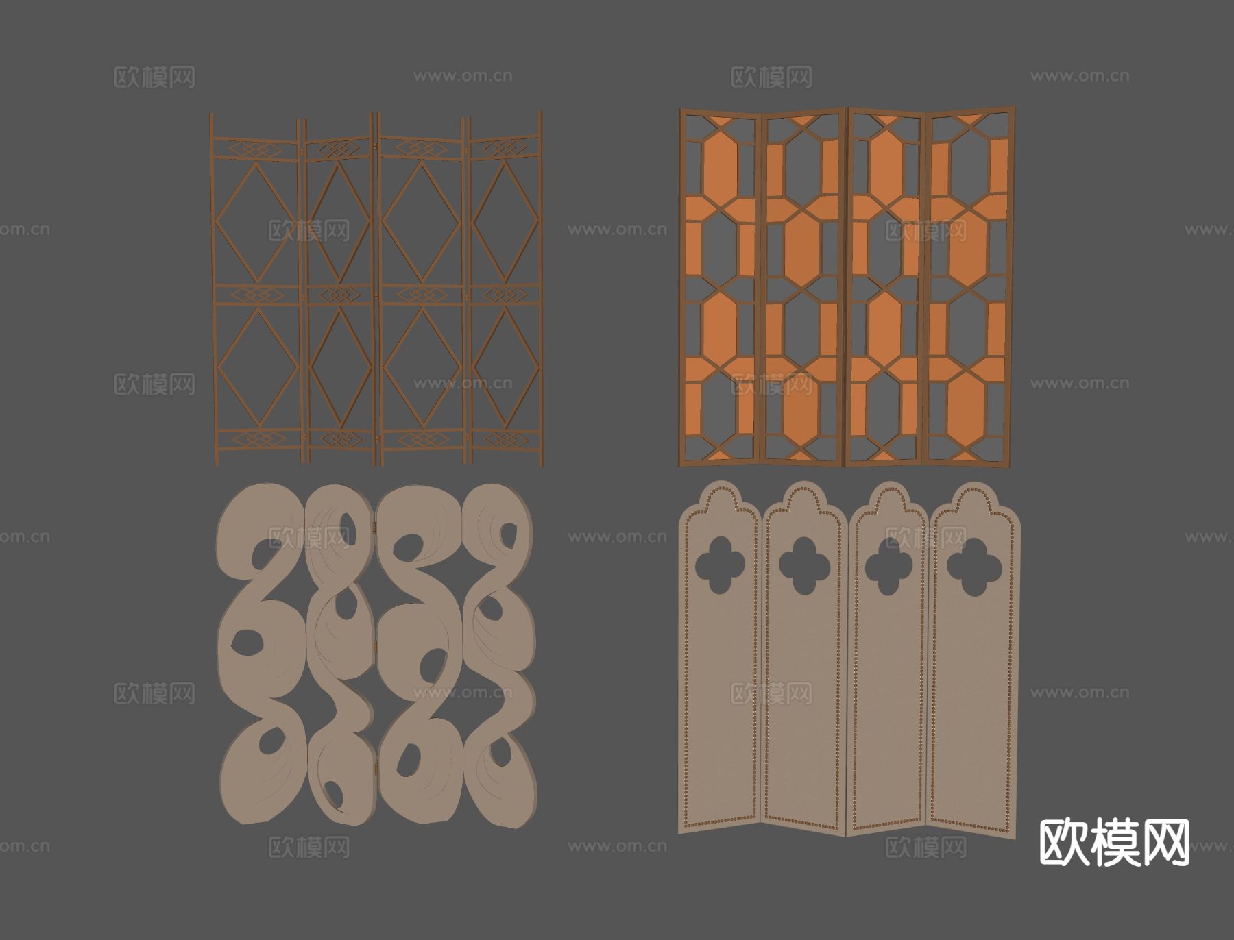 现代屏风 折叠屏风su模型下载（渲染图1）