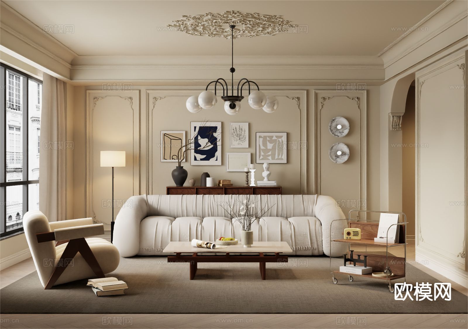 法式客厅3d模型下载