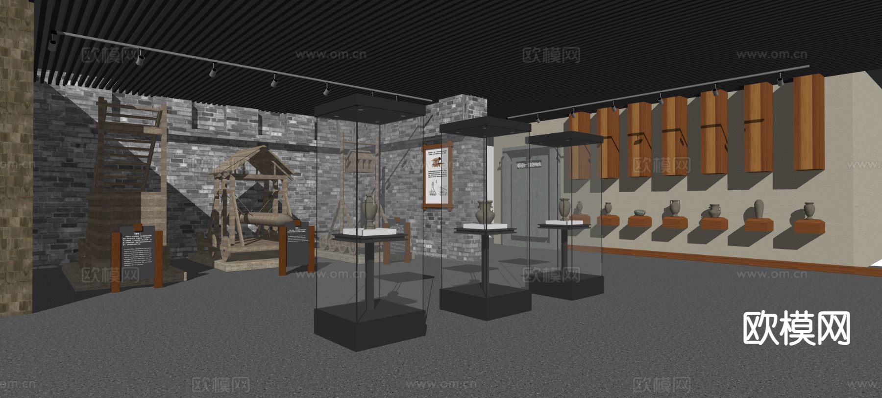 现代文物博物馆su模型下载（渲染图1）