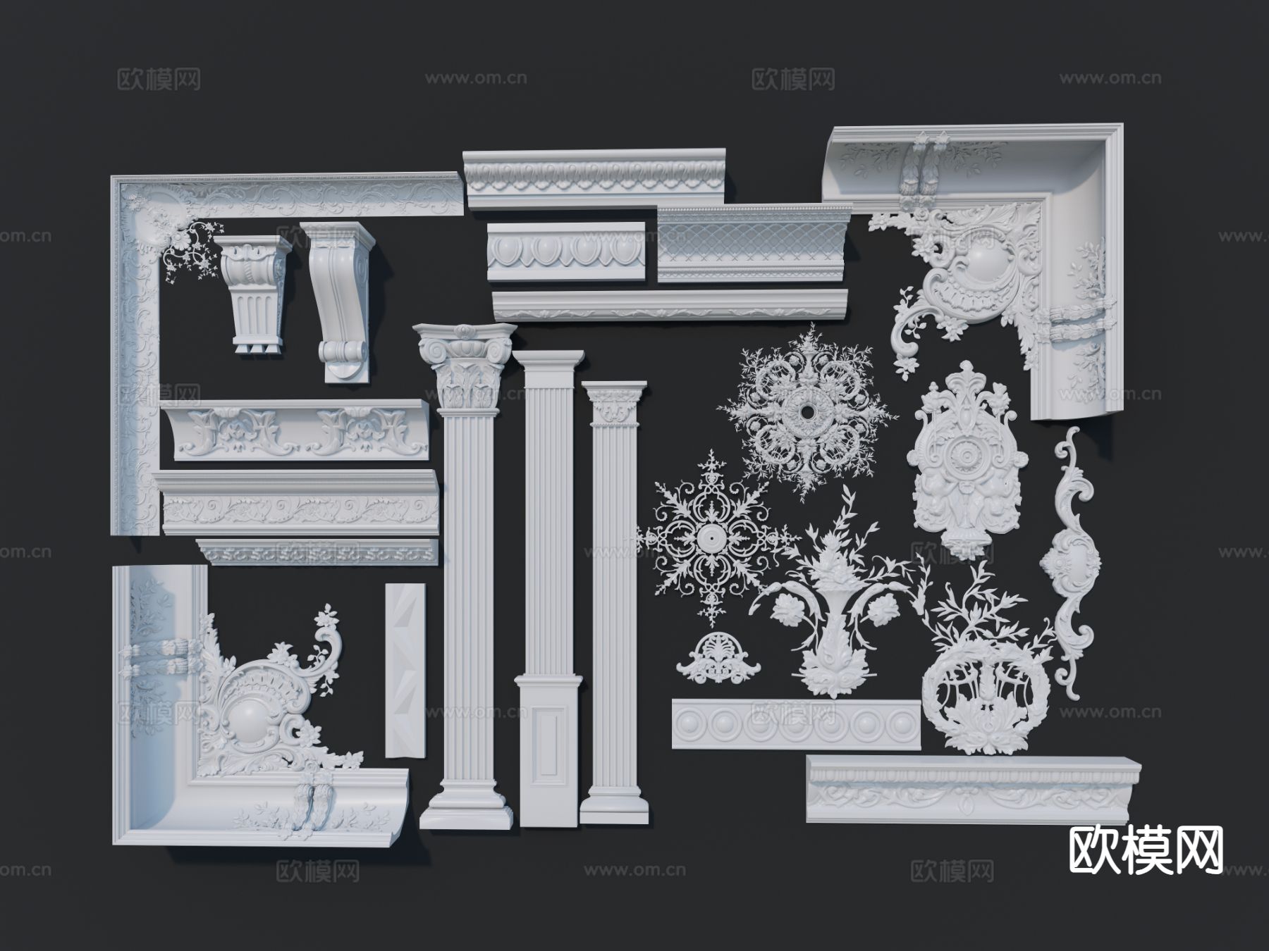 欧式柱子 雕花 浮雕su模型下载（渲染图2）
