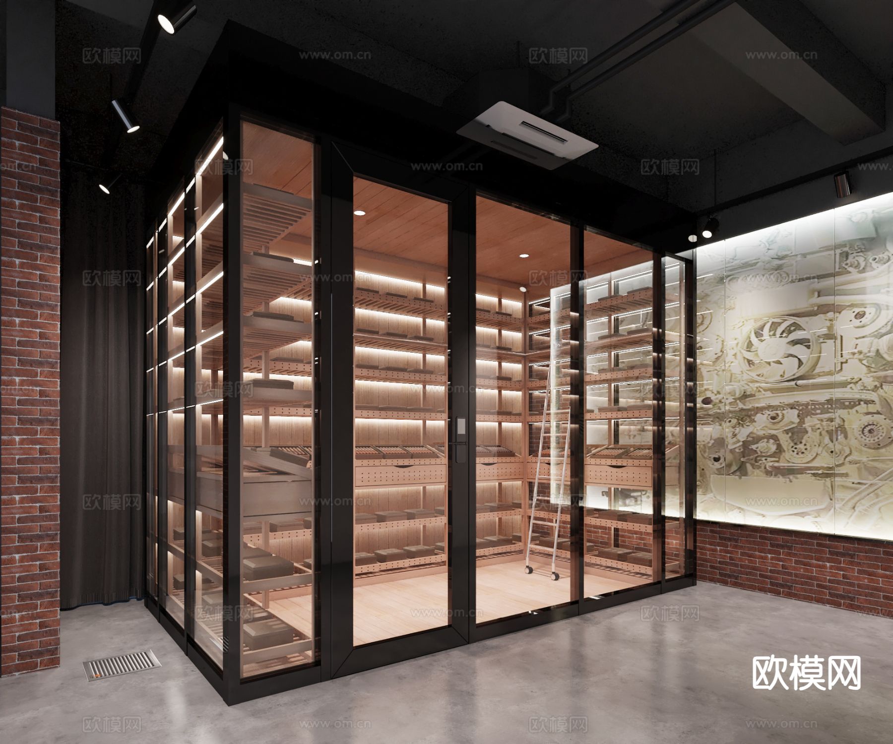 恒温室 雪茄柜窖su模型下载（渲染图2）