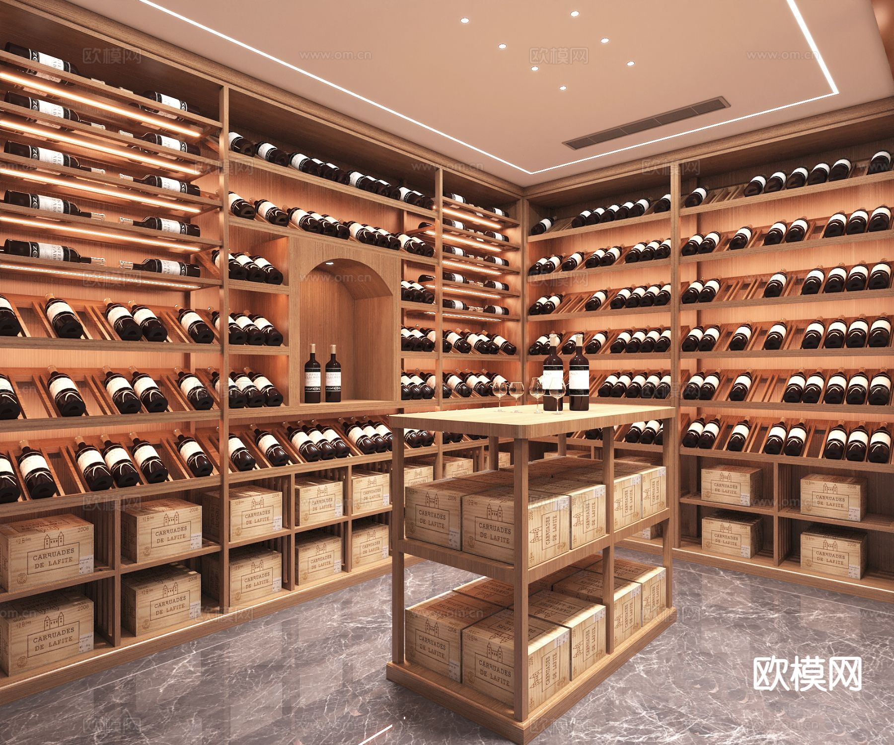 红酒窖 冷藏室 恒温室su模型下载（渲染图2）