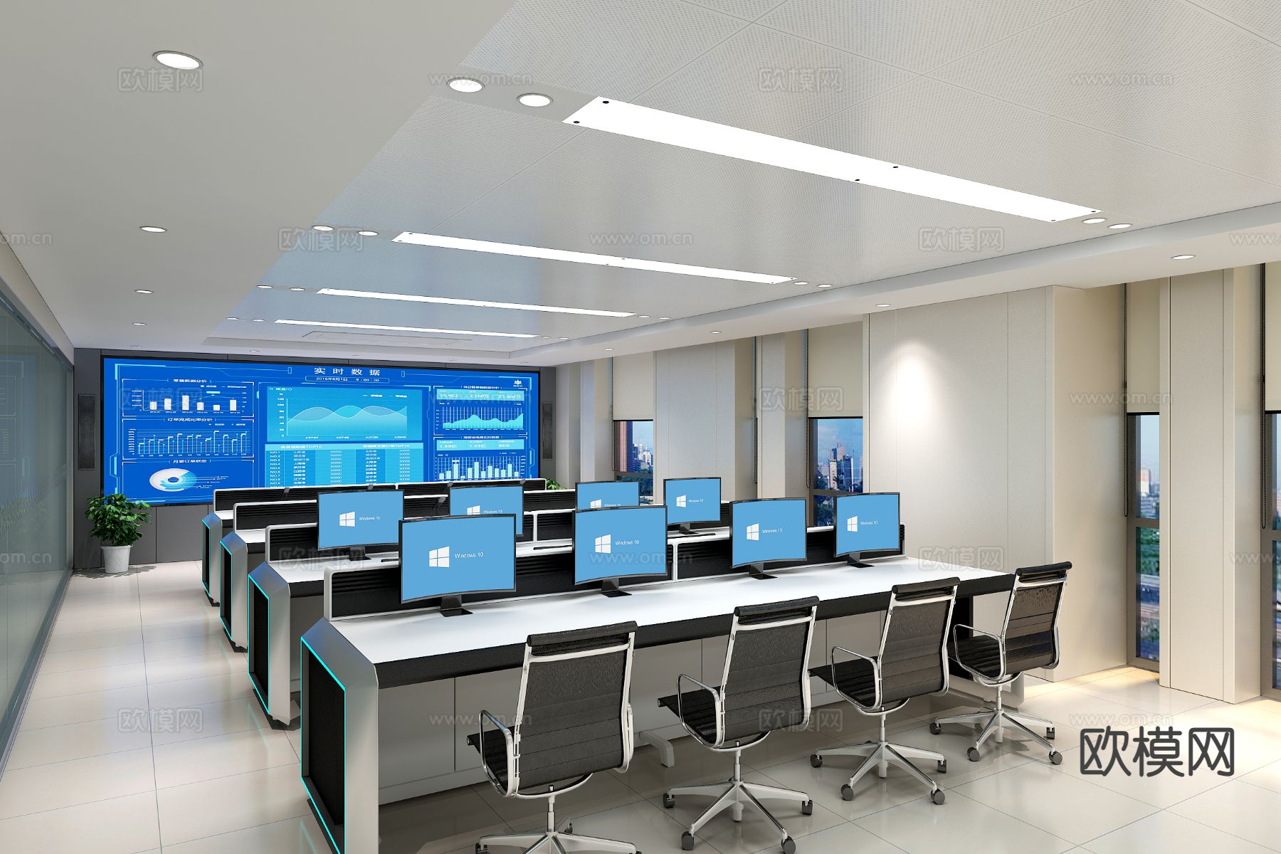 控制室 监控指挥中心su模型下载（渲染图2）