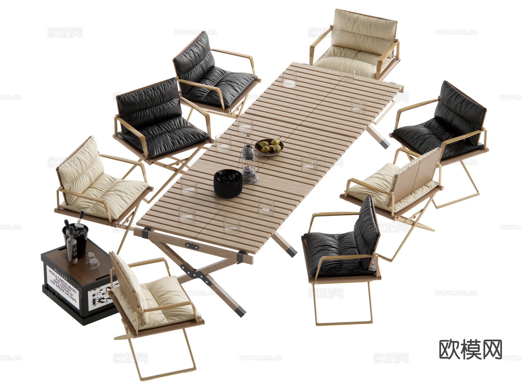 折叠桌椅 露营装备 餐桌椅su模型下载（渲染图2）