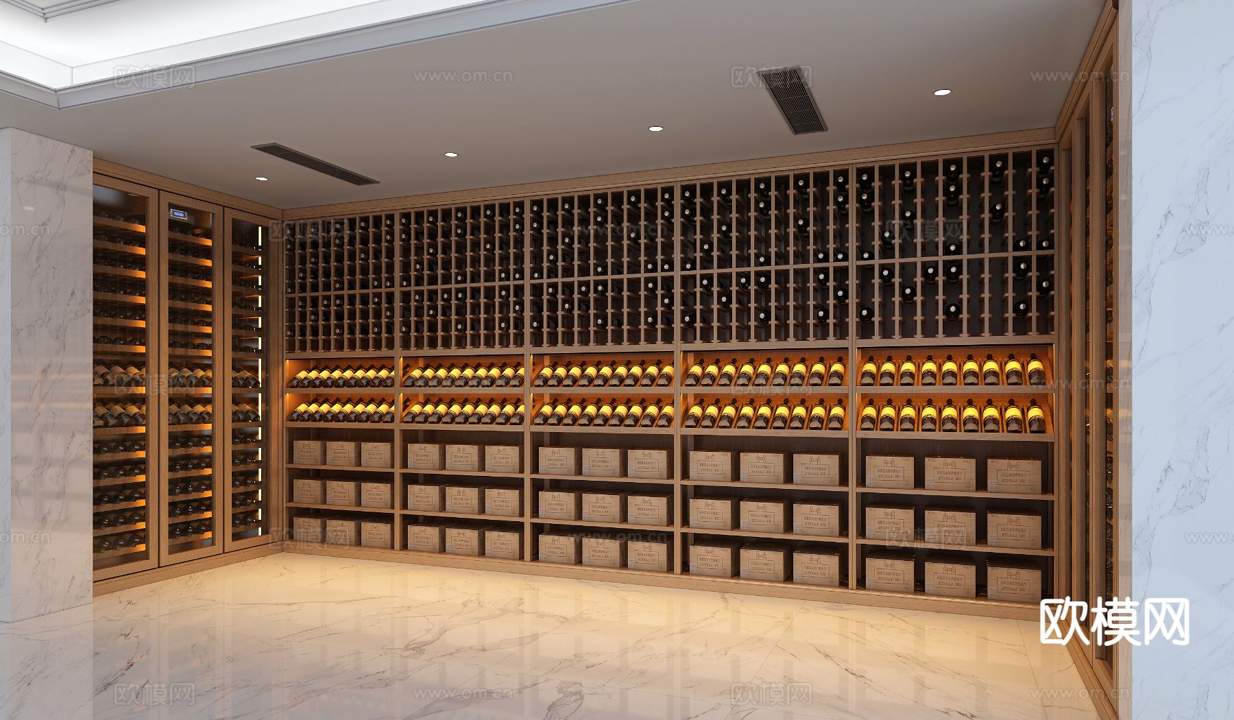 冷藏室 恒温室 红酒酒窖su模型下载（渲染图3）