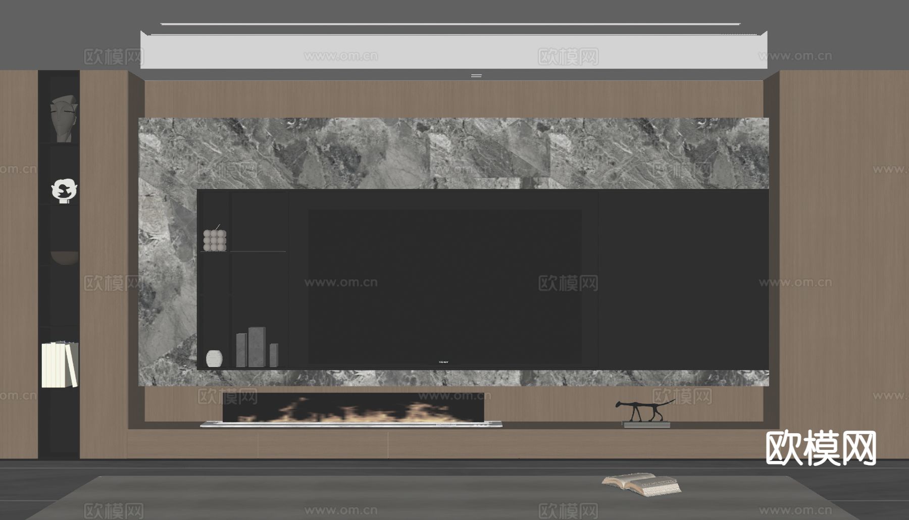 轻奢电视背景墙su模型下载（渲染图2）