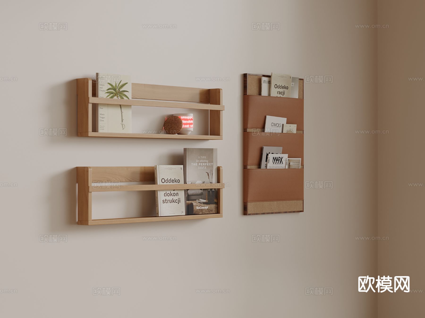 墙饰挂件 置物架 书架su模型下载（渲染图2）