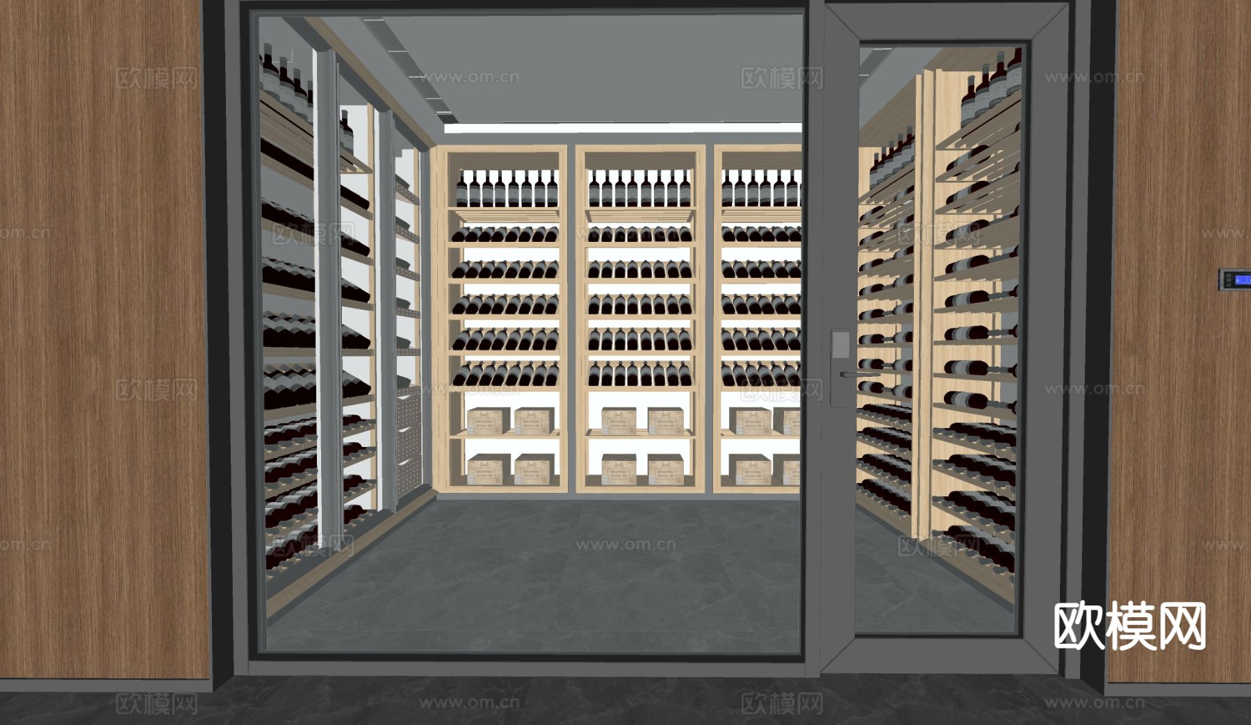 红酒窖 冷藏室 恒温室su模型下载（渲染图1）