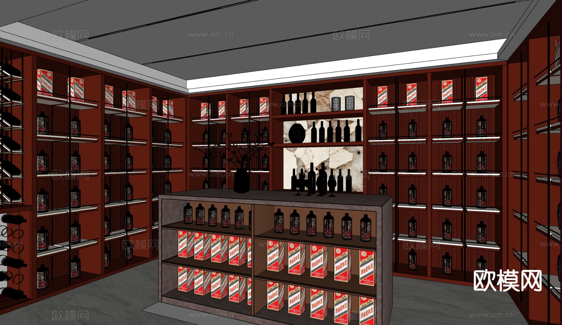 酒窖 冷藏室 恒温室su模型下载（渲染图1）