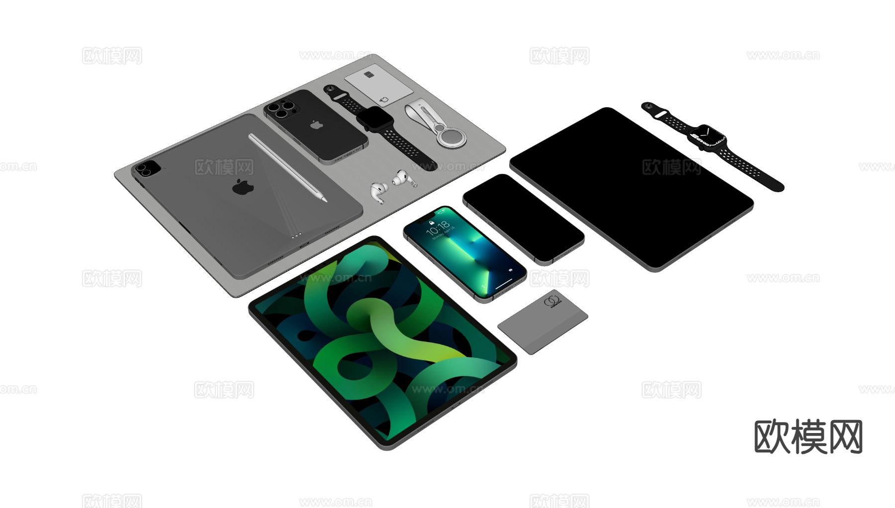 现代智能手机 平板su模型下载（渲染图1）