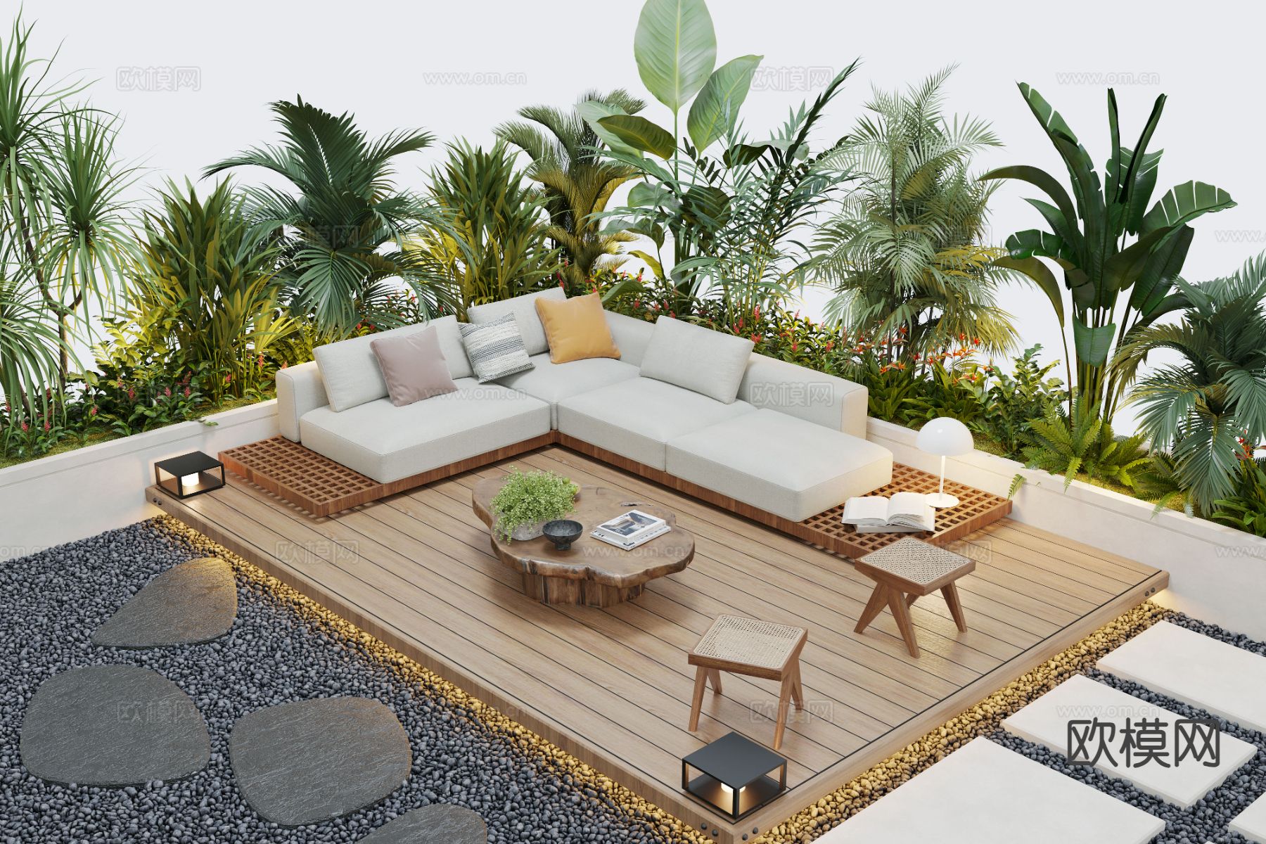 现代户外沙发组合3d模型下载