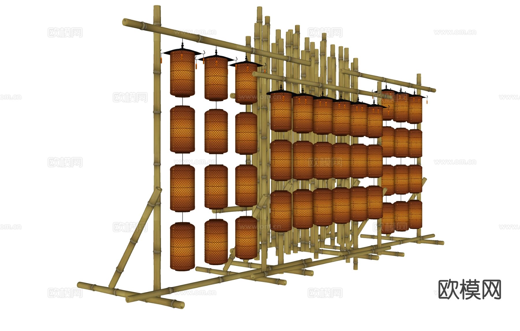 灯笼排架 脚手架su模型下载（渲染图1）