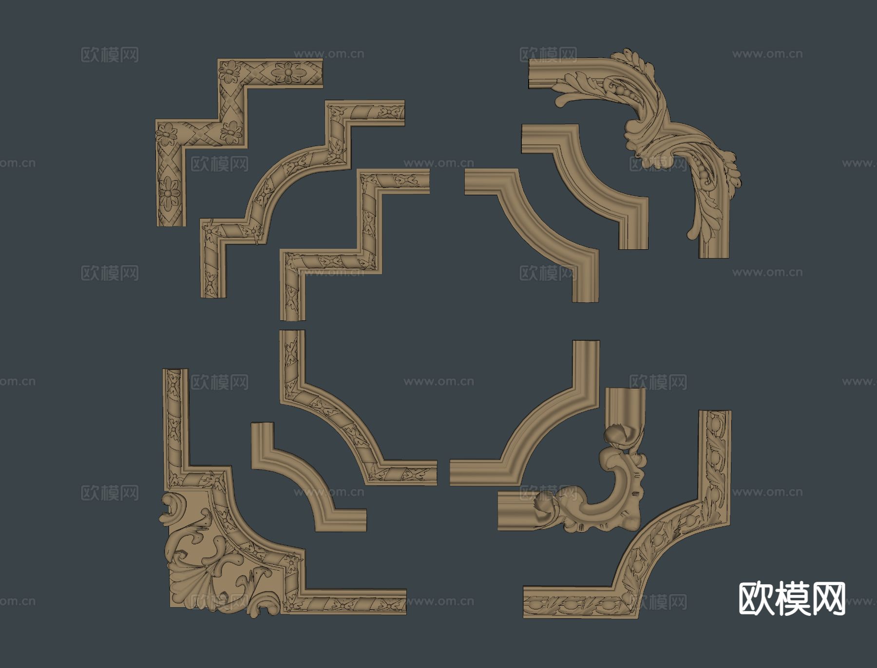 欧式构件 雕花 浮雕su模型下载（渲染图1）