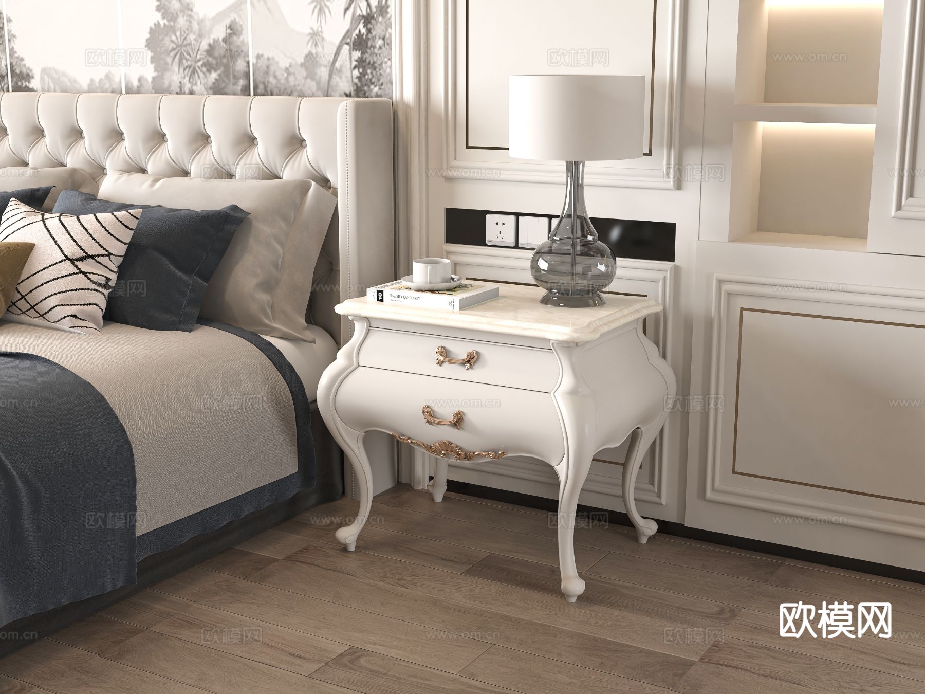 欧式床头柜3d模型下载