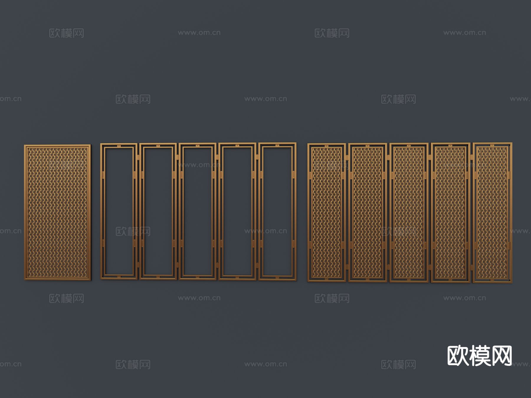 新中式镂空屏风su模型下载（渲染图2）