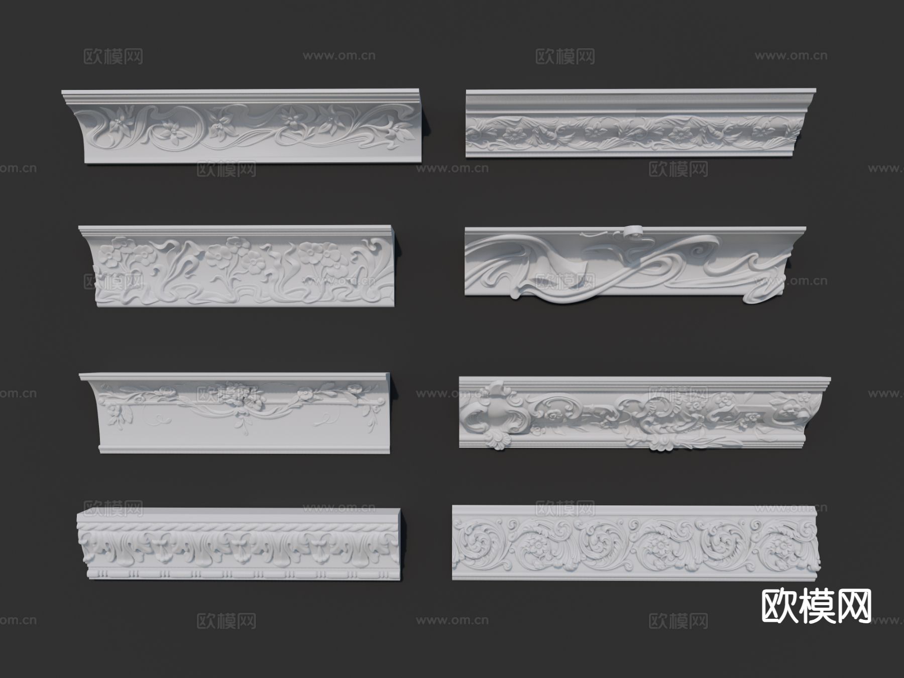 欧式线条 石膏线 脚线3d模型下载