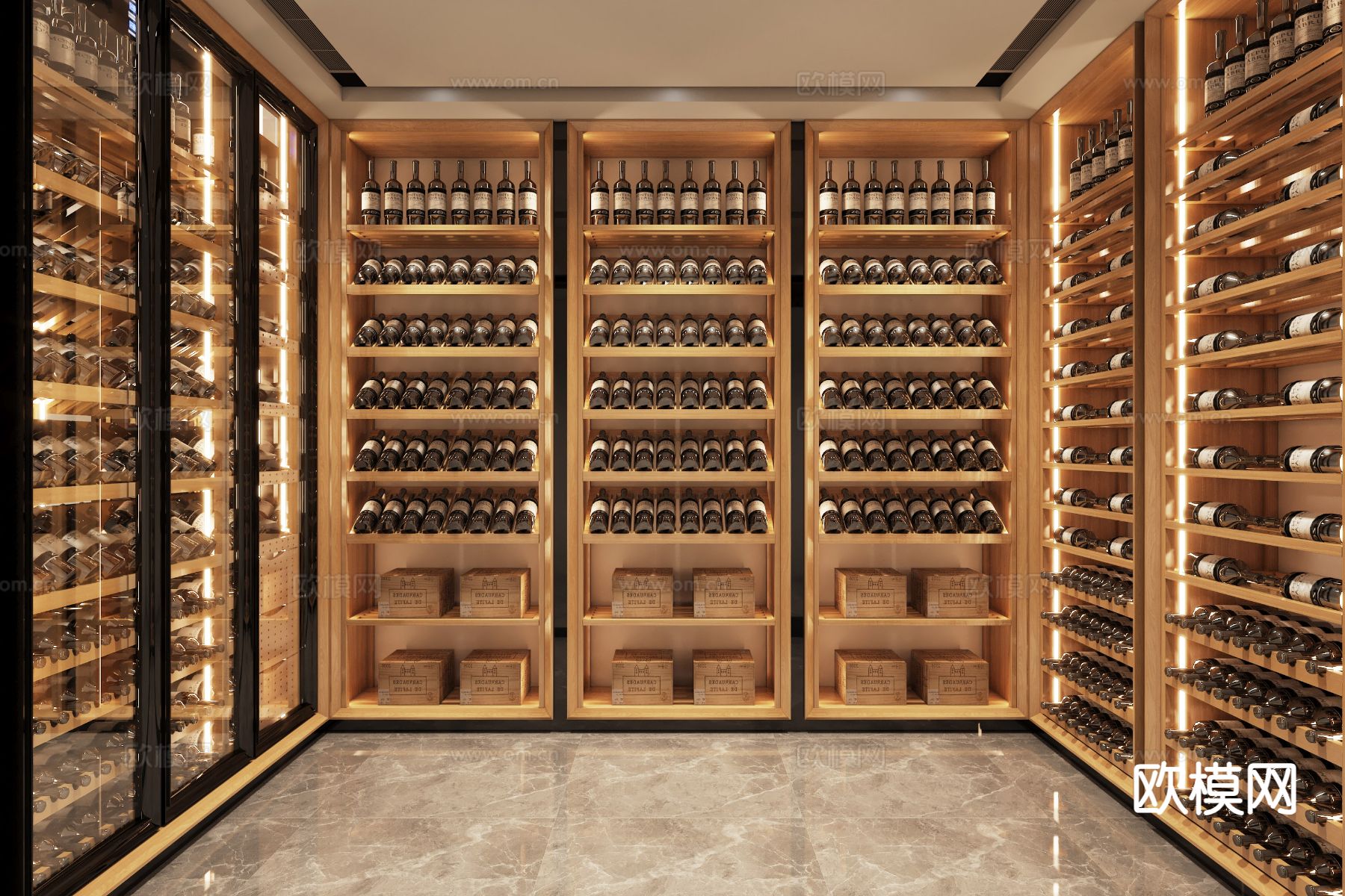 红酒窖 冷藏室 恒温室su模型下载（渲染图2）