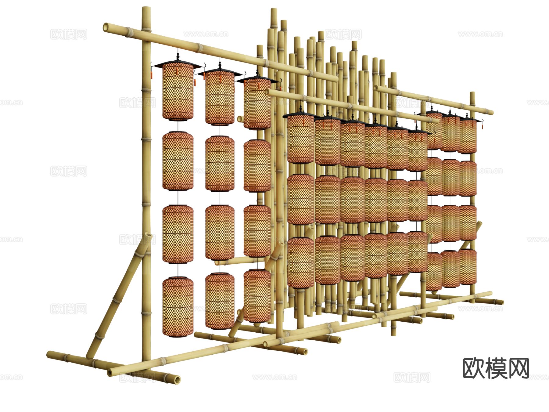 灯笼排架 脚手架su模型下载（渲染图2）