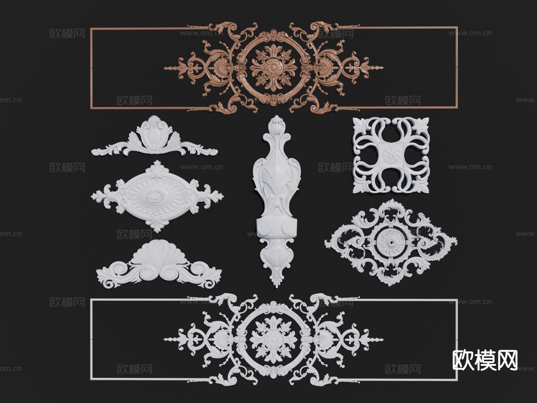 欧式浮雕 构件 吊顶su模型下载（渲染图2）